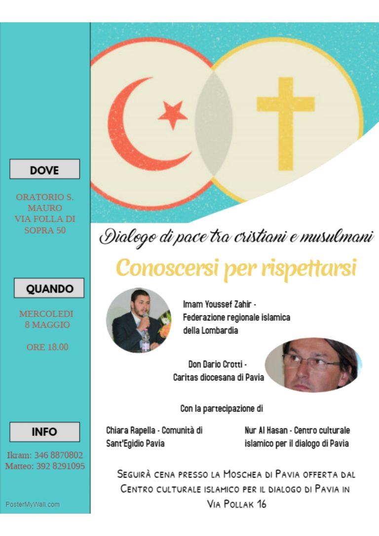 Dialogo di pace tra cristiani e musulmani – Pavia 8 maggio
