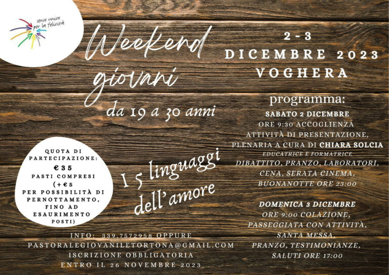 2-3 dicembre 2023 WeekEnd Giovani