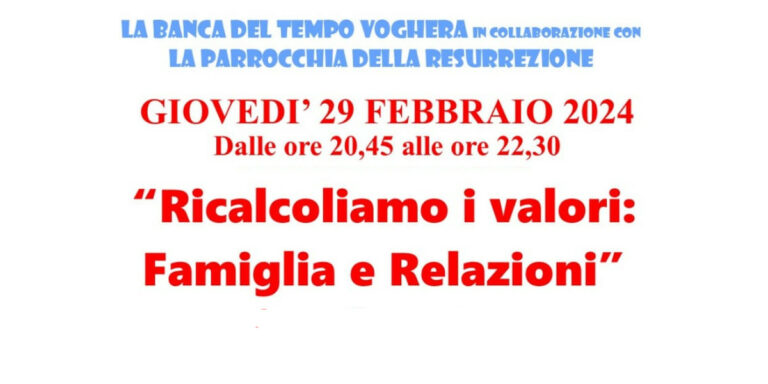 Giovedì 29 febbraio 2024 Ricalcoliamo i valori